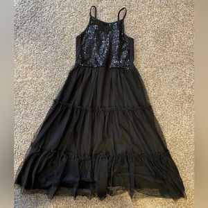 Black long dress. Sequin top with long tulle skirt